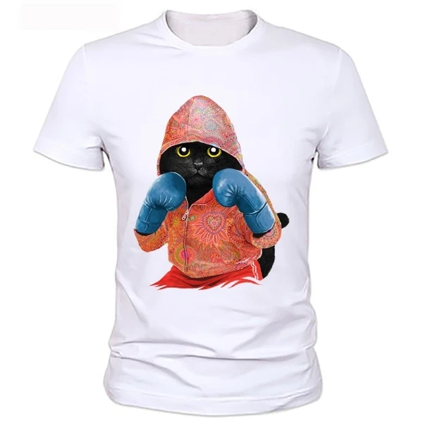 Men's cats printed t-shirts Mode T-Shirt hommes t - shirt hommes chemises MMa Casual Slim multicolore chat