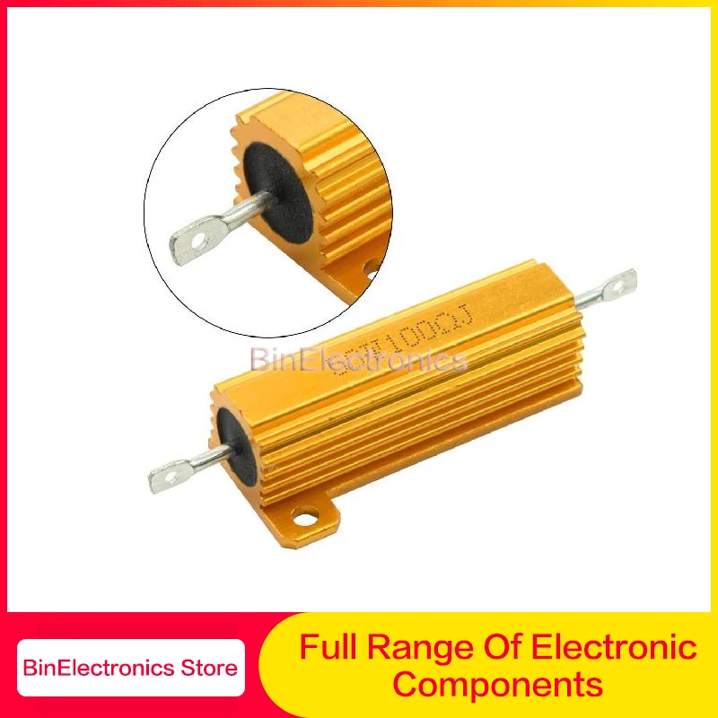 

50W 100W Aluminum Power Metal Shell Case Wirewound Resistor 0.02R~80K 0.4 1.6 2.4 3.9 11 32 90 360 5.1K 5.6K Ohm Resistance RX24