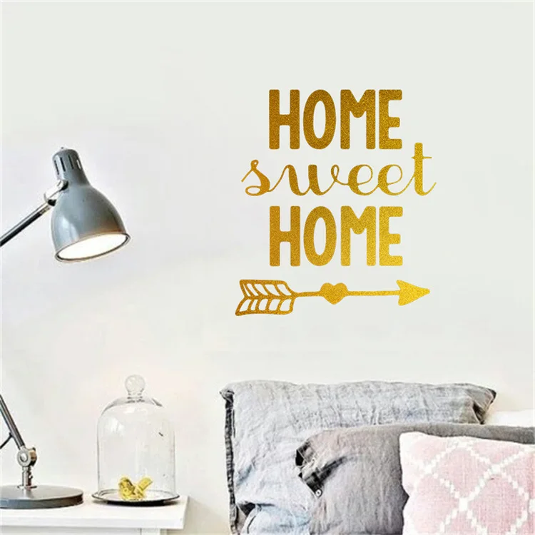 Goldene SWEET HOME Wandaufkleber Schlafzimmer Wohnzimmer Hintergrund Heimdekoration Aufkleber Kreatives Muster Selbstklebende Tapete – Detail 4