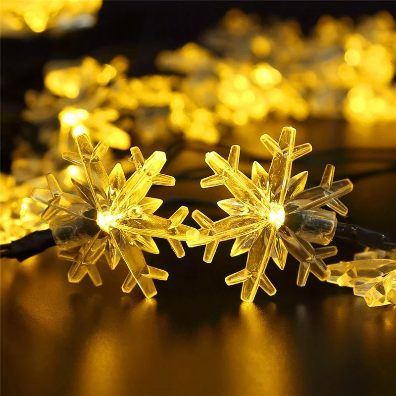 Christmas Tree Decorations Lights 6M/10M Led Snowflake String Lights for DIY New Year 2022 Wedding Holiday Party Decor Lighting