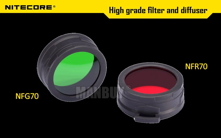 wholesale NITECORE Torch Filter Diffused NFR70 NFG70 for MH40GTR Mineral Coated Glass Lens Flashlight with Head 70mm Accessories