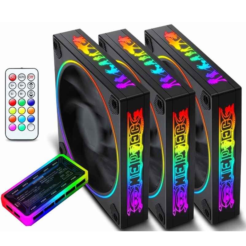 8 in 1 RGB Fans 120mm X 25mm Water Cooling Radiator for Computer PC Set Up  Cpu Cooler Radiator,Speed Color Control Support