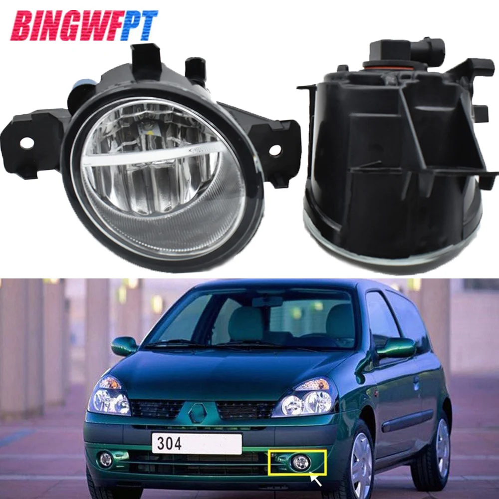 

1Pair Car Styling Front LED Fog Lights Halogen Headlight H11 12V Fog Lamp For Renault Clio 2 Hatchback 1998-2004 Foglamps