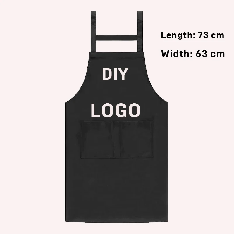 Aangepaste 100% Polyester Fiber Logo Nieuwe Effen Kleur Koken Keuken Schort Unisex Vrouw Mannen Chef Ober Cafe Shop Barbecue Haird