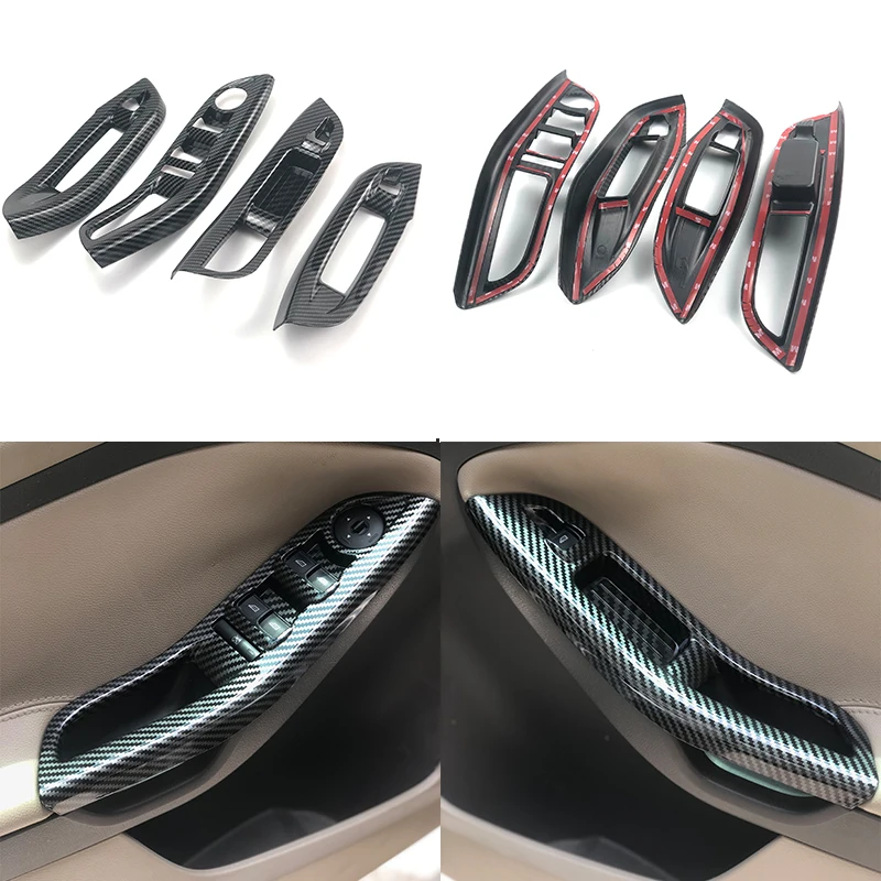 For Ford Focus 3 MK3 MK4 2009-2017 Car Accessories Door Interior Armrest Window Panel Carbon Fiber Decorative Sticker 4pcs/set