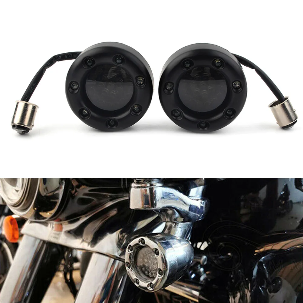 1Pair Motorcycle LED Black Fire Ring Turn Signals Light for Harley Davidson Softail Dyna Sportster XL 883 1200 FLST FLHT FXD FXB