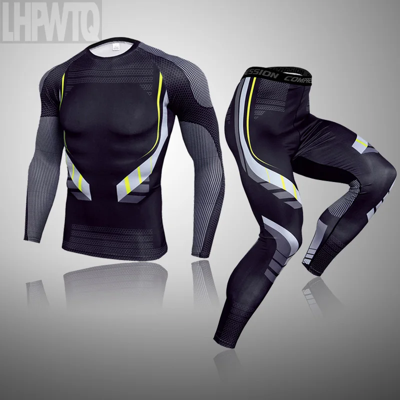 New Men Ski Thermal Underwear Sets Compression Sweat Quick Drying Motorcycle Thermo Underwear Men Sports Clothing Long Johns