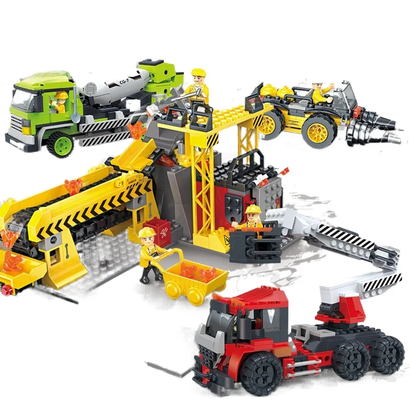 

New Tech Building Block Figure Mixer truck City Engineering Vehicle Assembly Series Bricks Toy for Children's Gift Kids Boy Toys