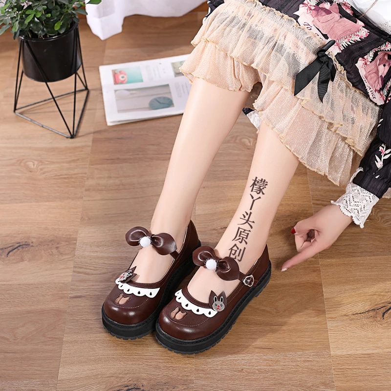 2019 New Cartoon Vintage Lolita Shoes Lolita Heavy-Bottomed Round Head Cosplay japanese Sweet Lolita Shoes