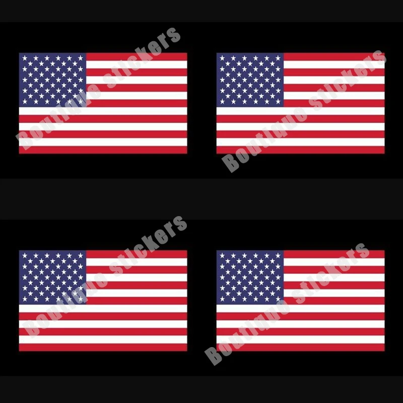 4X United States American Flag Sticker-Vinyl, Car, Van, Ipad, PC, Laptop Car Bumper Window Guide Art Pattern Windshield