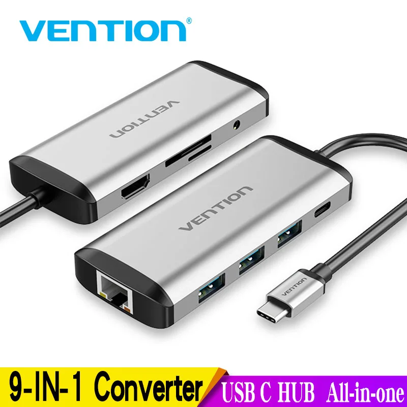 Vention USB C HUB Type-C to 4K HDMI RJ45 VGA USB 3.0 HUB Dock for MacBook Pro Huawei Mate 30 USB-C 3.1 Splitter Port USB-C HUB