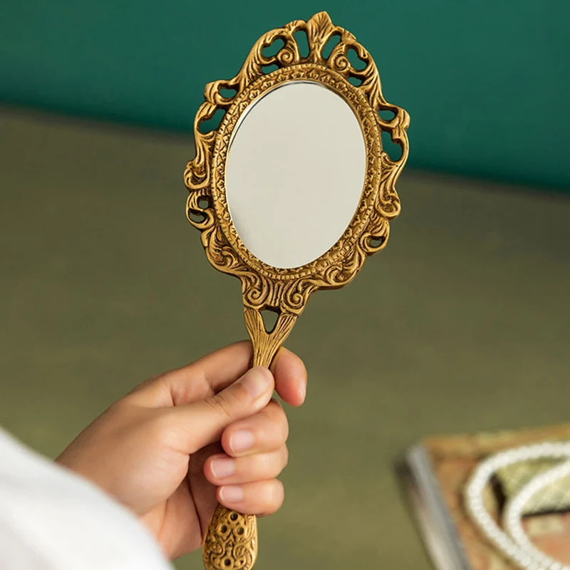 Makeup Mirror зеркало Resurrection INS Style European Convenient Handle Circular Mirrors Household Decoration Photography Props