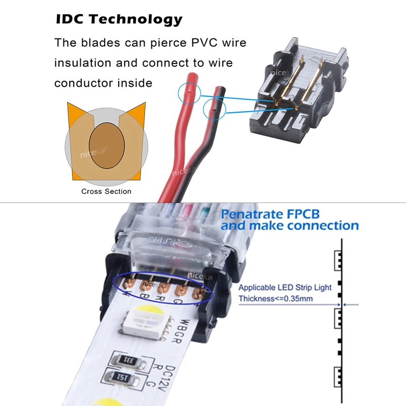 10pcs 2/3/4/5/6 pin RGBW COB LED Strip Connector for Single RGBW 3528 5050 WS2812B LED Strip to Wire Strip Connection Terminals