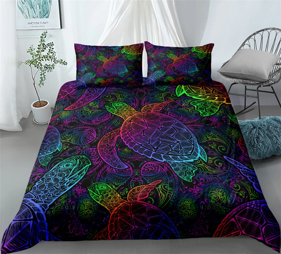 Imagem -04 - Mandala Boho Conjunto de Capa Edredão Rei Rainha Duplo Gêmeo Completo Único Tamanho Roupa Cama Conjunto Preto