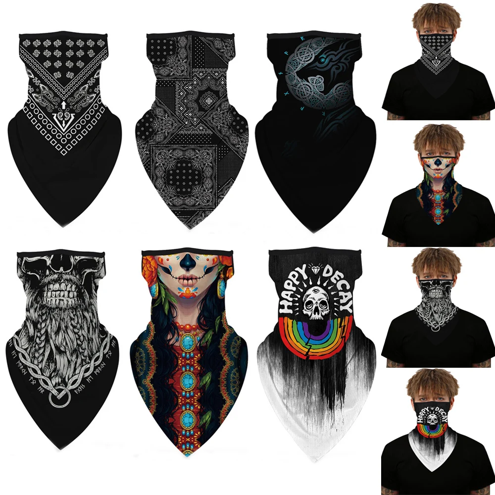 Face Cover Balaclava Scarf Neck Outdoor Sport Earloop Headband Unisex Fashion Funny Windproof Dust Scarf Wrap Camping Accessory