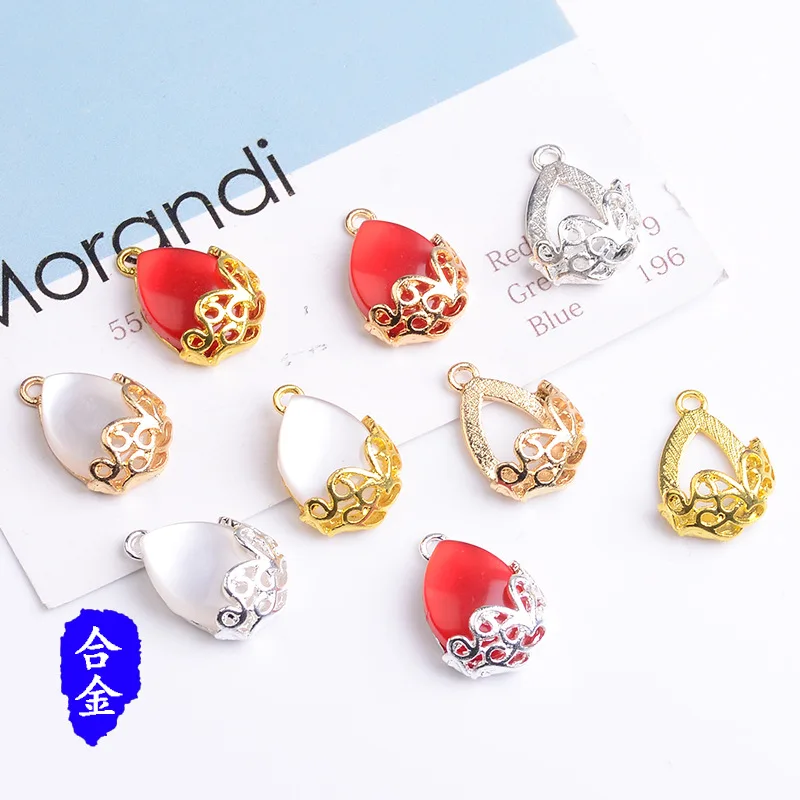 

50pcs 16*23mm Gold Color Zinc Alloy Material Cat Eye Stone Beads Charm Pendant for Hair DIY Handmade Jewelry Making Wholesale