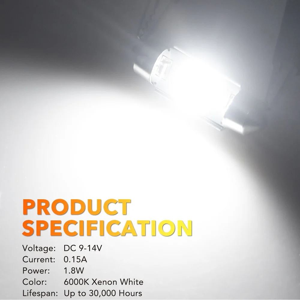 AUXITO High Quality 31mm 36mm 41mm C5W C10W 3030 LED CANBUS Car Festoon Light Auto Interior Dome Lamp Reading Bulb 6000K White
