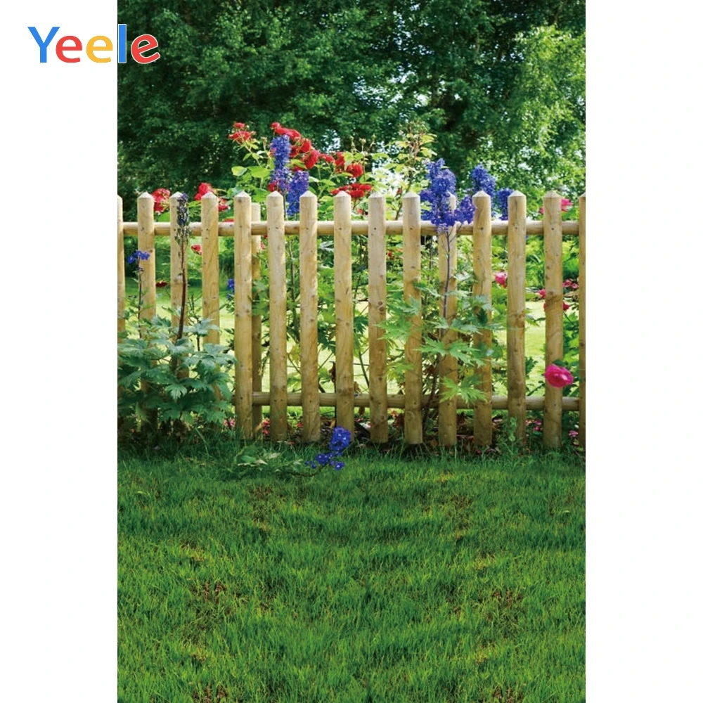 Yeele Spring Fence Grassland Flower Park Garden Baby Portrait Photography Backdrop Vinyl Photographic Background Photo Studio