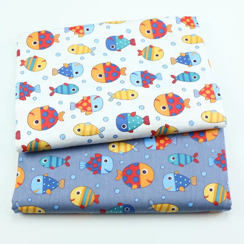 Syunss Anime cartoon Fish Printed Cotton Fabric DIY Tissue Patchwork Telas Sewing Baby Toy Bedding Quilt Tecido The Cloth Tilda