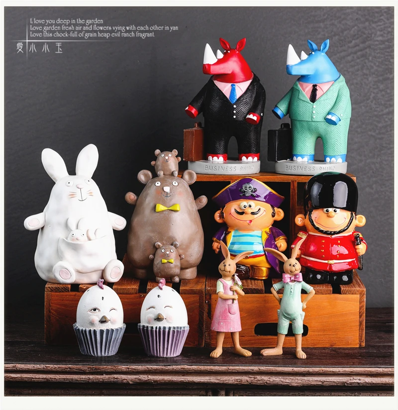 

British Guard Pirate Rhinoceros Bear Bunny Chicken Cute Decoration Creative Japanese Style Living Room Bookcase Small Decoration