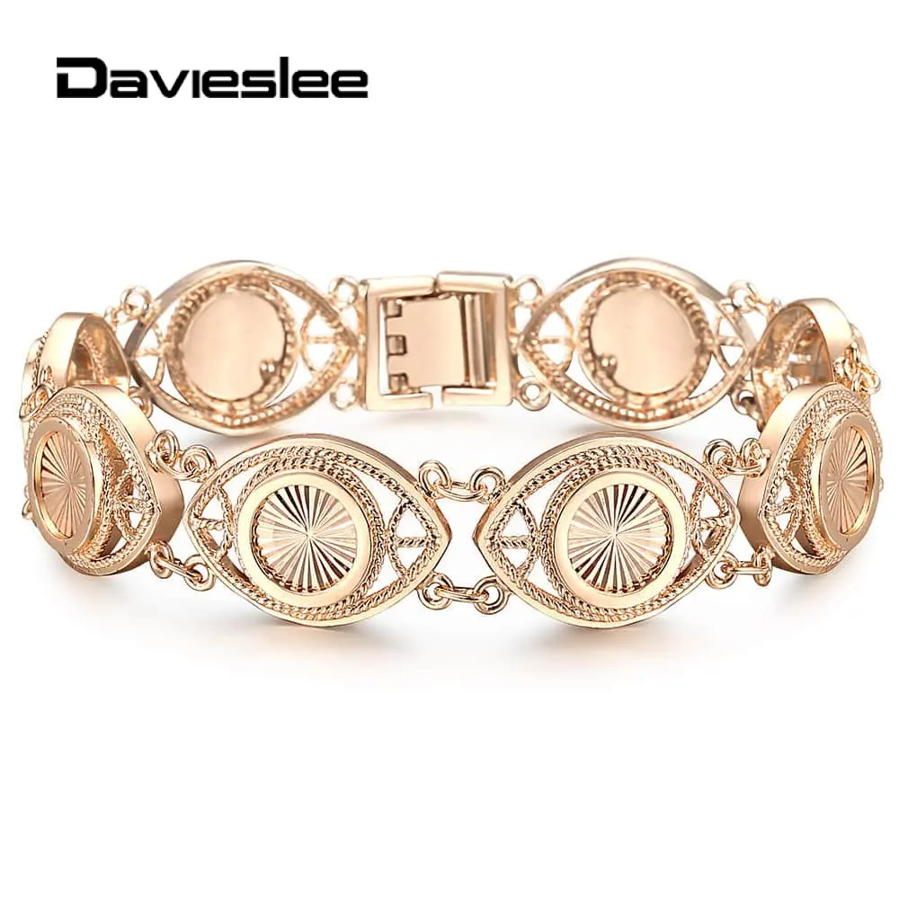 Bracelets Bangle For Women 585 Rose Gold Color Cut Out Carved Flowers Vine Oval Wristband Jewelry Gifts LCBM01