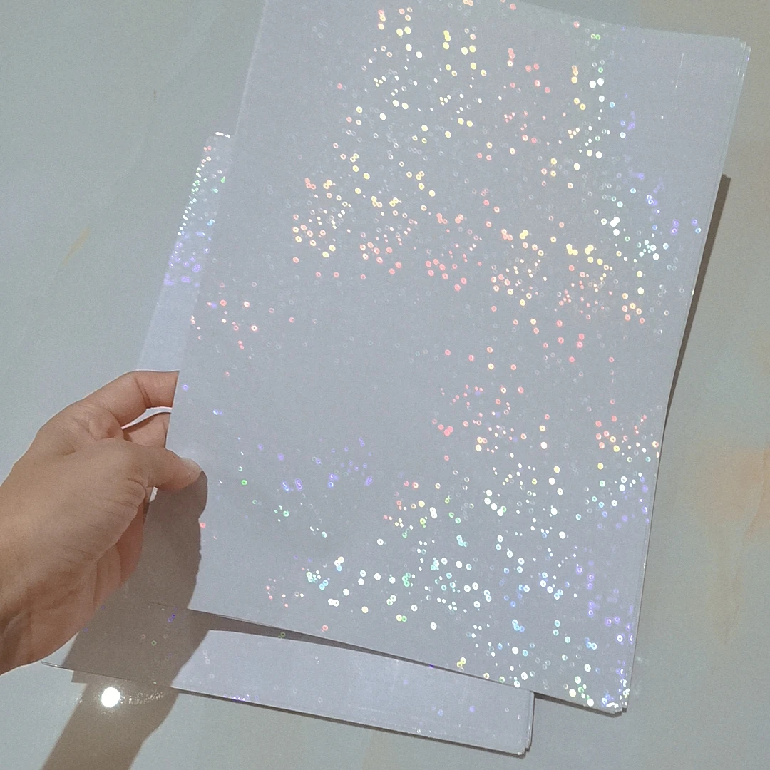 Imagem -03 - Fita Adesiva Metálica Holográfica Laminação a Frio em Papel 50 Folhas 210x297 mm Faça Você Mesmo Cartão de Cores do Pacote