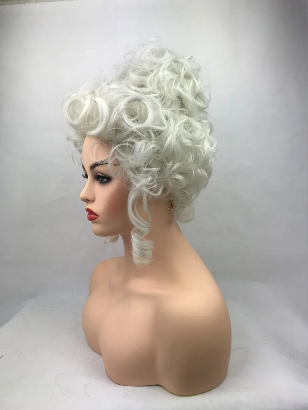 Marie Antoinette-Peruca Cosplay Encaracolado Médio, cabelo sintético, resistente ao calor, princesa, boné de cabelo, alta qualidade