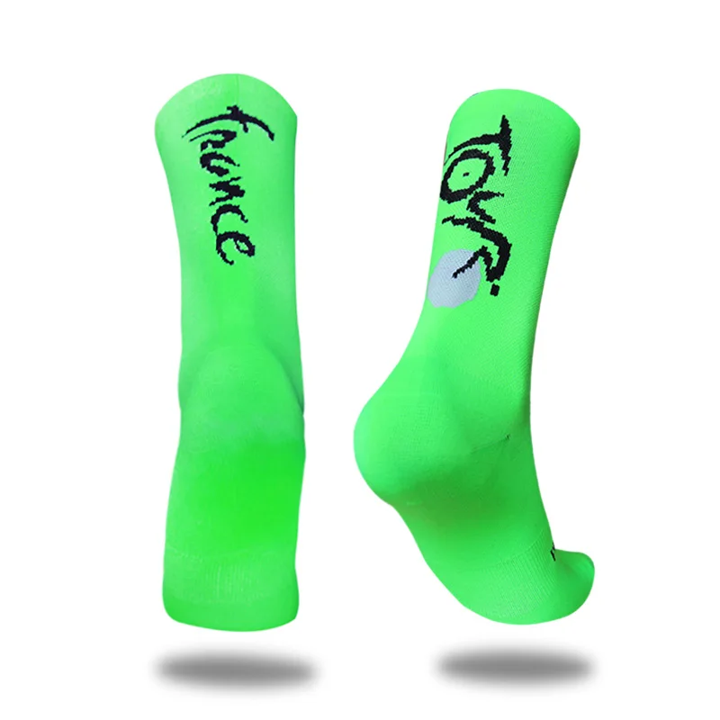 Neue Radsocken mit Schriftzug, Atmungsaktive Kompressions-Sportsocken für Outdoor-Pro-Wettbewerbe, Herren-Fahrradsocken, Calcetines Ciclismo