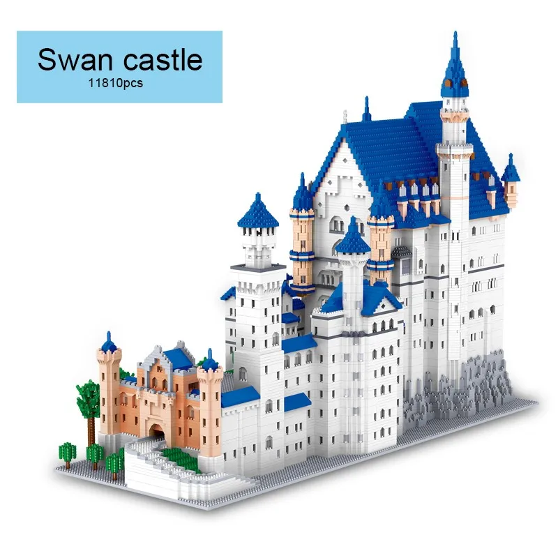 11810 PCS Mini City New Swan Stone Castle Building Blocks World Famous Architecture Bricks Educational Toys for Children Gifts