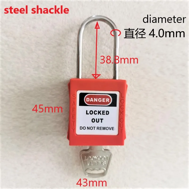 4mm Steel Padlock Security Padlock Plastic Shackle Safety Padlock, Nylon Non Conductive Safety Padlock Steel Shackle Padlock