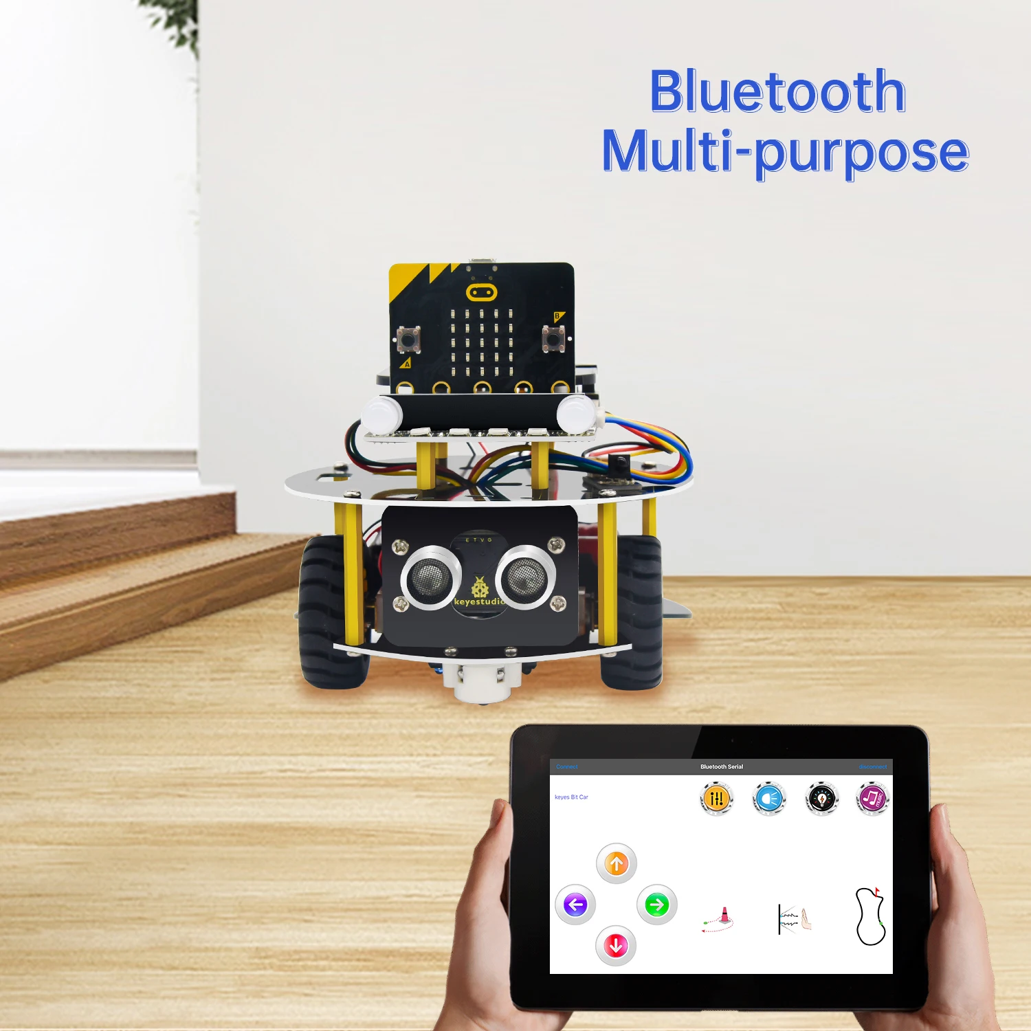 Keyestudio Micro:Bit V2 Robot Car Mini Smart Turtle Robot Kit for MicroBit Robot Car Python Programming STEM Electronic Kit
