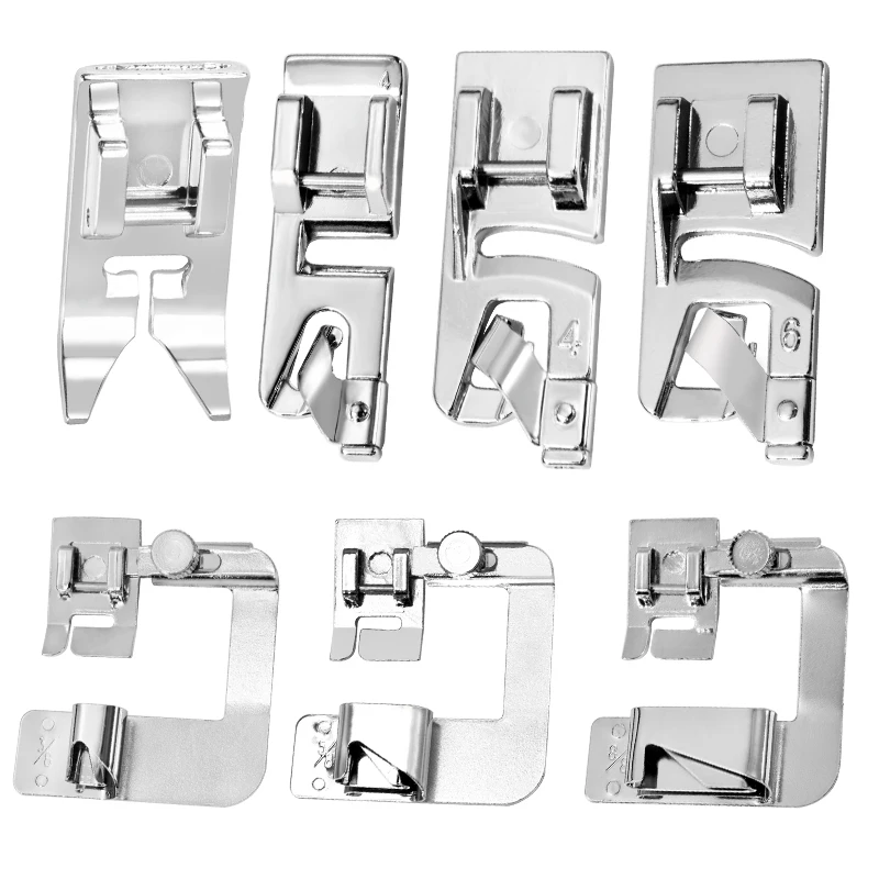 

LMDZ 7 Pcs Hemming Foot Kit Straight Stitch Presser Foot Suitable for Household Multi-Function Sewing Machines Hand Tool