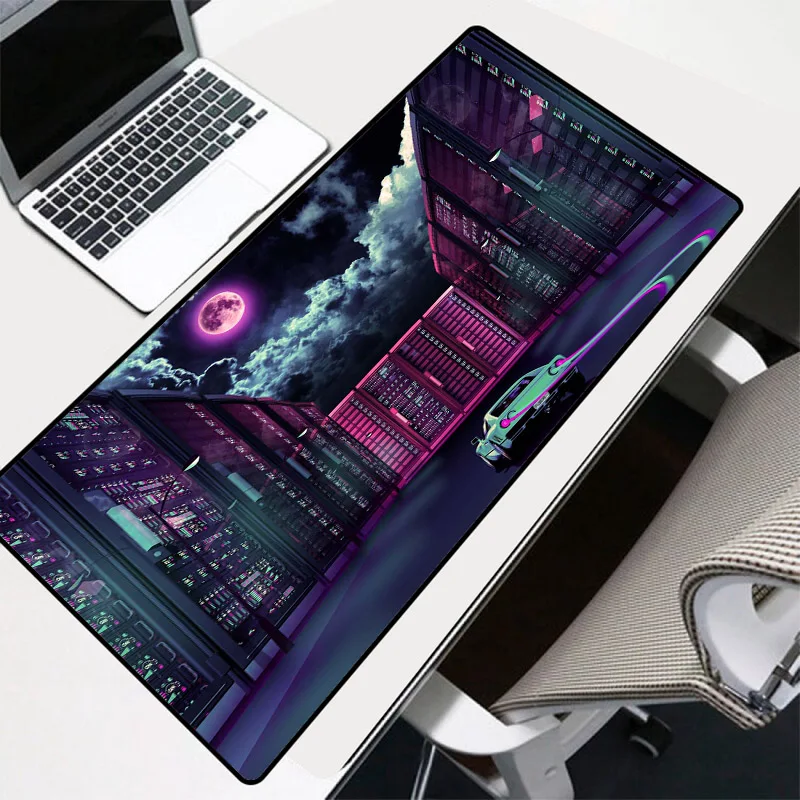 Mairuige Animation Mouse Pad Night City Gaming Mouse Pad Computer Notebook Non-slip Wireless Charging Mouse Pad desk Mat 90X40