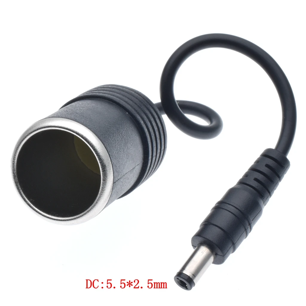 High Power Cigarette Lighter Socket 5.5*2.5 DC Plug Socket Power Cord Female Socket Cigarette Lighter For Car Auto Accessories