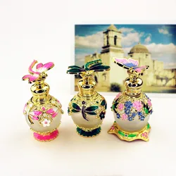 15ml Vintage Metal Perfume Bottle Glass Essential Oil Dropper Bottles Wedding Decoration Gift