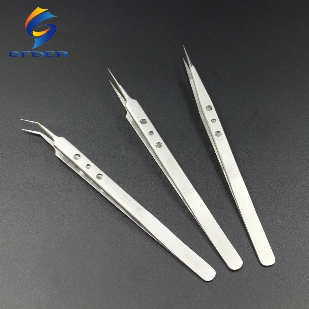 AAA-12S AAA-14S AAA-15S Stainless Steel Tweezers Precision Tweezers Tip Tweezers with Hole Phone Repair Tool