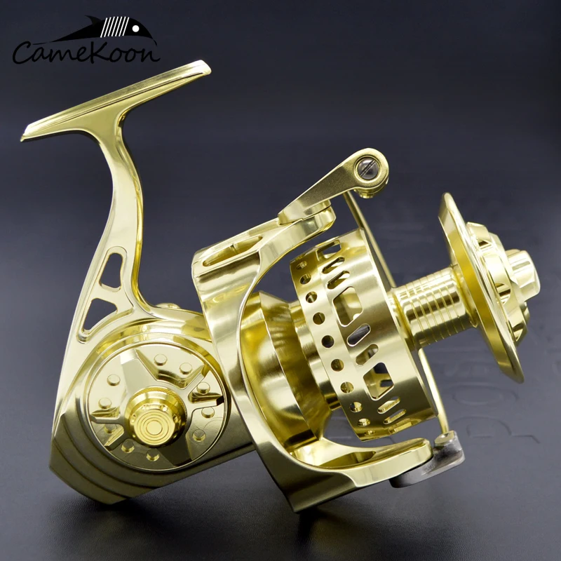 CAMEKOON Heavy Duty Spinning Jigging Fishing Reel 4 Colors All Aluminum Saltwater 35kg Carbon Drag Waterproof Boat Trolling Coil