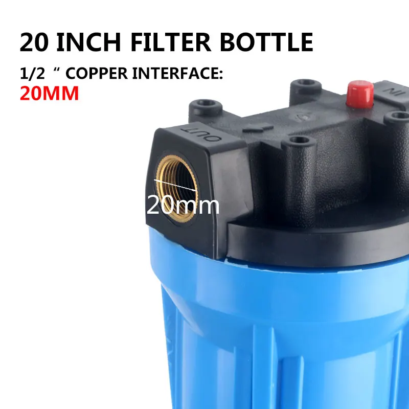 Currency 20 Inch Reverse Osmosis Blue Filter Bottle Copper interface 1/2\'\' Thread 20MM 20\'\' Filtration Commercial Cartridge