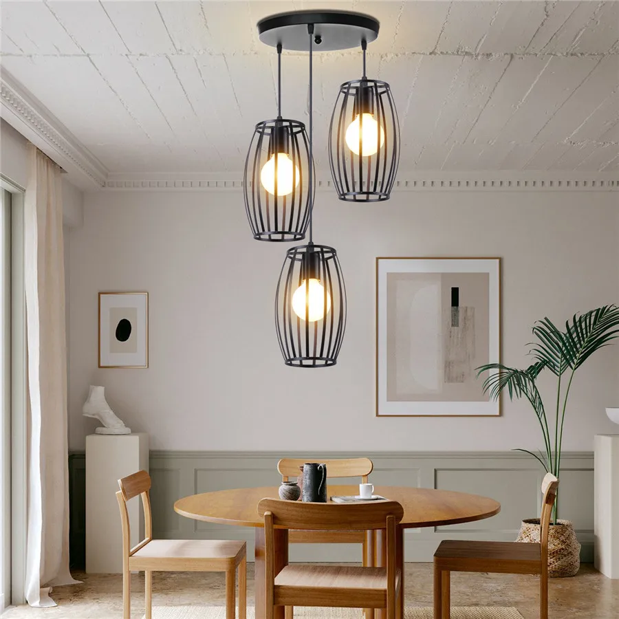 Modern Industrial 3-Lights Chandelier Iron Painted Pendant Light Strip/Disc Ceiling Hanging Lamps Living Room Kitchen Restaurant