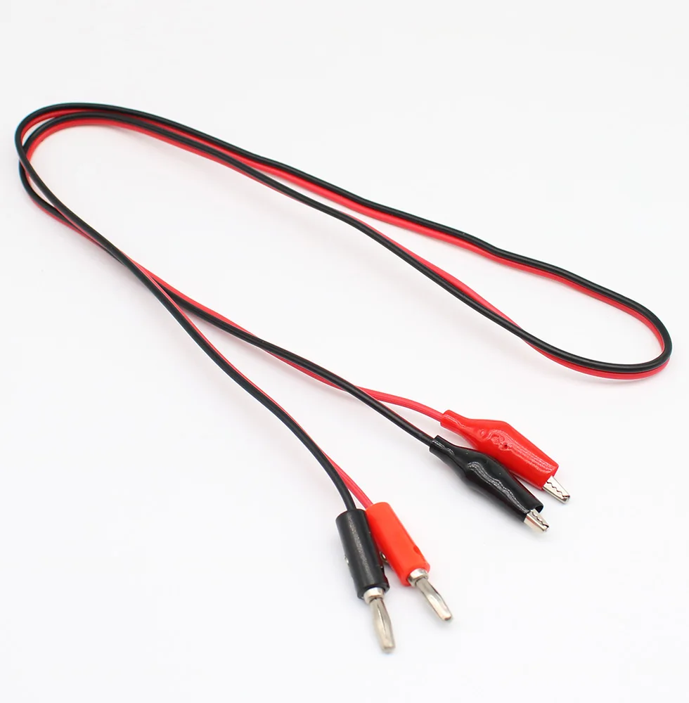 Cable de prueba de cocodrilo rojo y negro, Clip de plomo a enchufe Banana para prueba de multímetro, 1 unidad, venta al por mayor