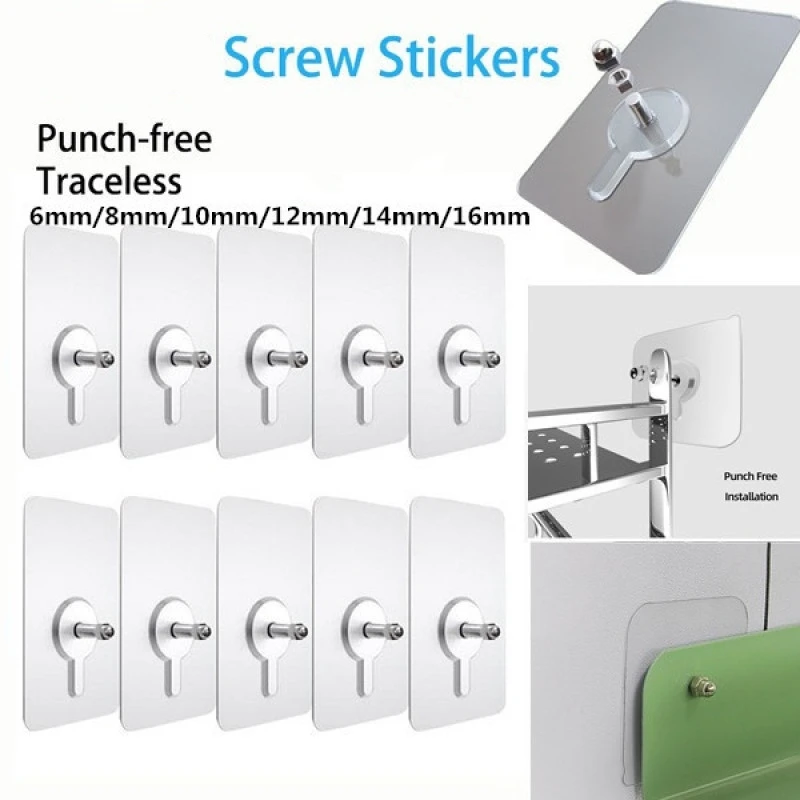 

1PC Non-Marking Screw Sticker Punch-Free Self Adhesive Wall Hanging Sucker Screw Stickers Picture Hook Nail Holder Door Hanger