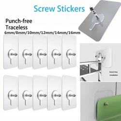 1PC Non-Marking Screw Sticker Punch-Free Self Adhesive Wall Hanging Sucker Screw Stickers Picture Hook Nail Holder Door Hanger