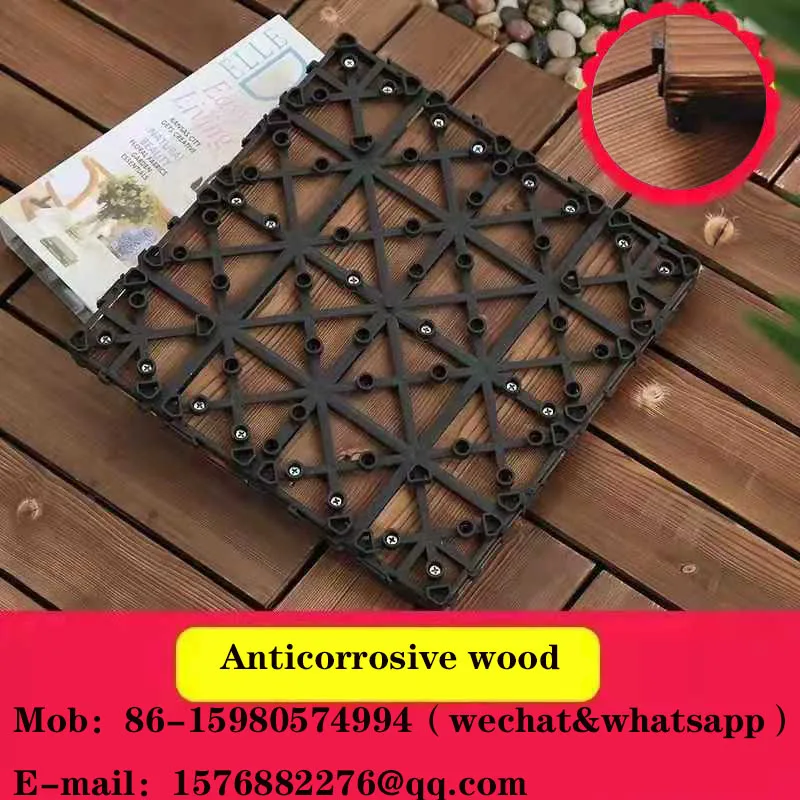 Antiseptic wood floor outdoor terrace balcony carbonized wood outdoor courtyard pineapple DIY splicing