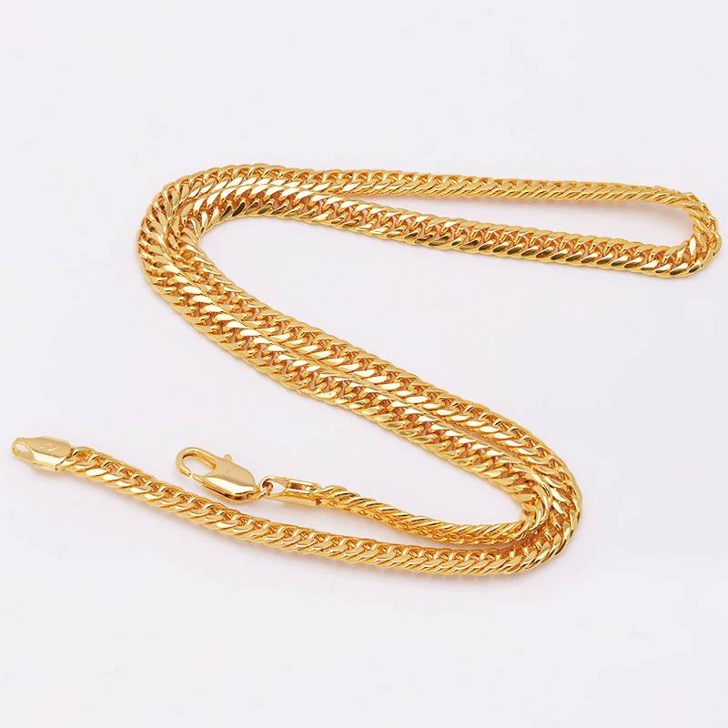 XP Jewelry -- ( 60cm*6 mm) Pure Gold Color Charming Chunky Necklaces for Men Fashion Hip Hop Jewelry Good Quality