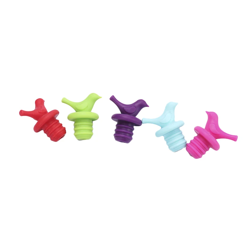 Hot Sales Bird shaped Wine Bottle Stoppers silicone Beer Wine Cork Plug Bottle Cover Kitchen Bar Tool