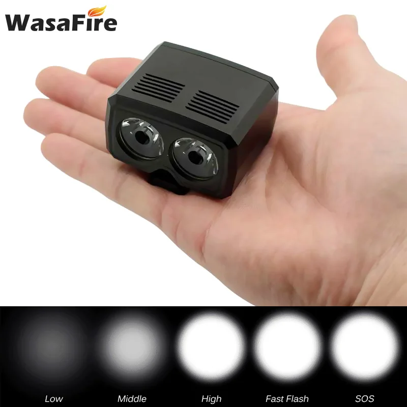 WasaFire Mini Bicycle Light 2* XPE LED Bike Front Lights 5 modes USB Rechargeable Bike Head lamp Waterproof Cycling Headlight