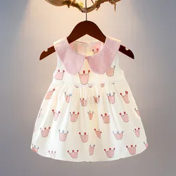 Summer Baby Dress Newborn Baby Girl Clothes Crown Pattern Cotton Children's Clothes Infant Kids Clothing Party Princess Dress