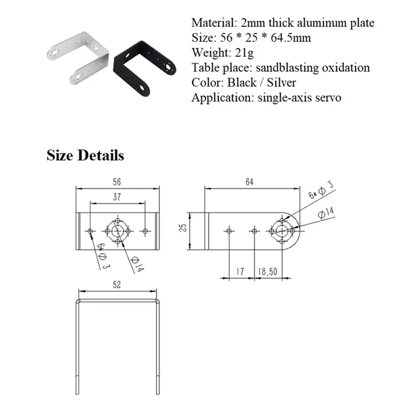 2 DOF Độ Dốc Xoay Ngang Và Đứng Các Servo Cảm Ứng Bộ Tiêu Chuẩn Servo Chưa Lắp Ráp Yuntai DIY Bộ Cánh Tay Robot servo Kim Loại