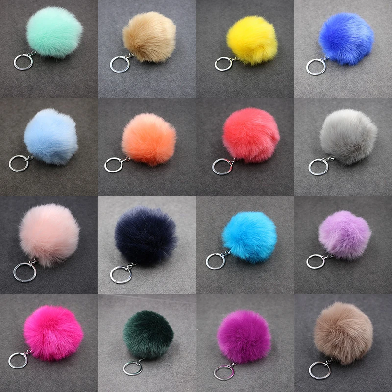 Porte-clés boule de fourrure de lapin artificielle, peluche, fourrure floue, porte-clés JOPOM POM, porte-clés pour sac de voiture, pendentif bijoux, cadeau de Noël