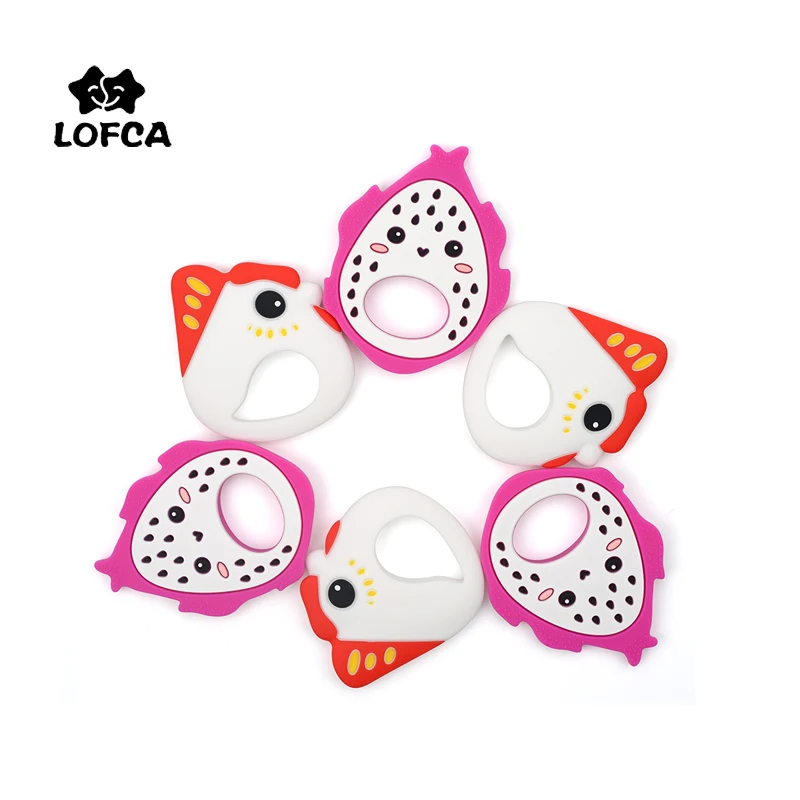 LOFCA 5pcs Baby Silicone Teether Popcorn Fruit Animal Pendant Toy BPA Free Food Grade Silicone Teething Baby Chew Nursing Gift